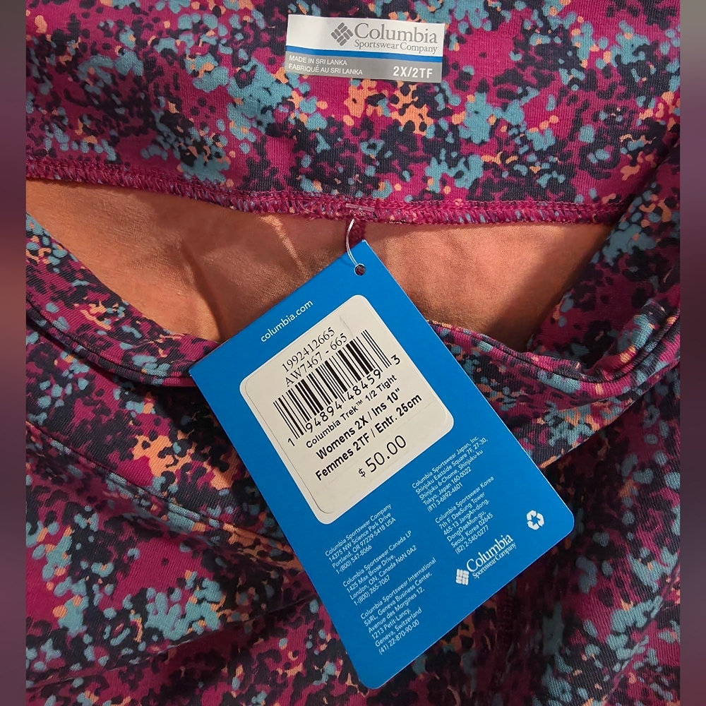 Columbia Trek 1/2 Tight Short, Pink Floral, Size 2X - Picture 4 of 4